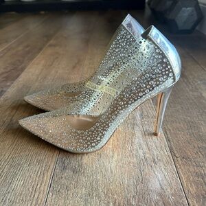 Steve Madden Crystal Embellished Clear Women's Shoes 8.5